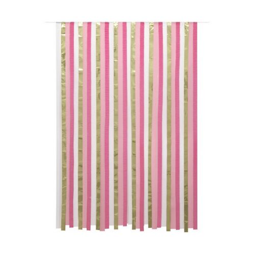 Pink Crepe &amp; Gold Foil Streamers Photo Backdrop – 70" x 48"