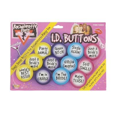Bachelorette-ID Buttons – 12 Piece Set