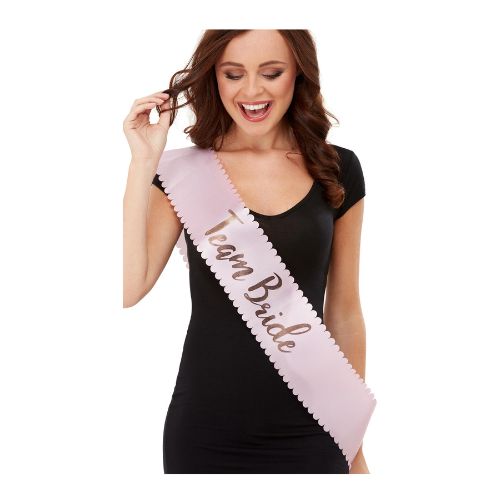 Team Bride Sash – Pink &amp; Gold (Adult)