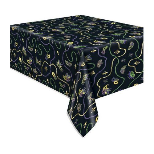 Mardi Gras Rectangular Plastic Table Cover – 54" x 84"