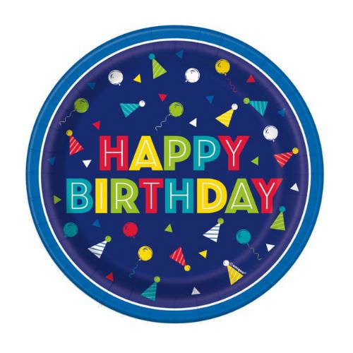 Peppy Birthday Round 7" Dessert Plates – 8 Count