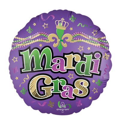 18" Satin Mardi Gras Majestic Foil Balloon – Round 18" Satin Mardi Gras Majestic Foil Balloon – Round