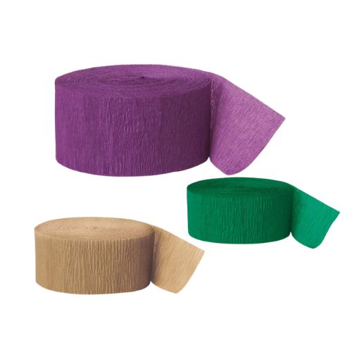 Mardi Gras Crepe Streamer Set – 3ct (81 ft Each)
