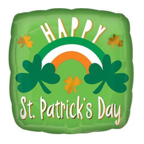 18" St. Patrick’s Day Rainbow Foil Balloon – Square