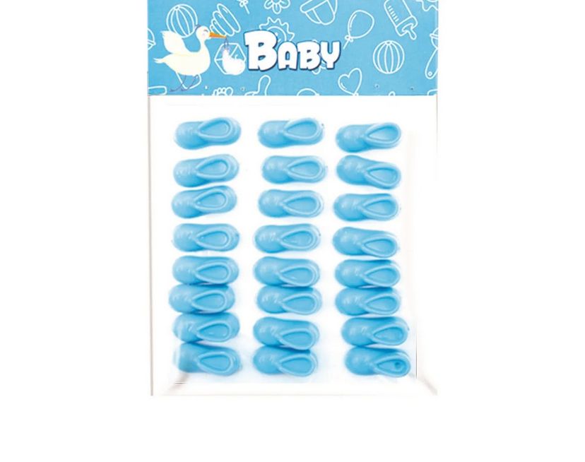 Mini Plastic Baby Booties – Blue, 0.75", 24ct