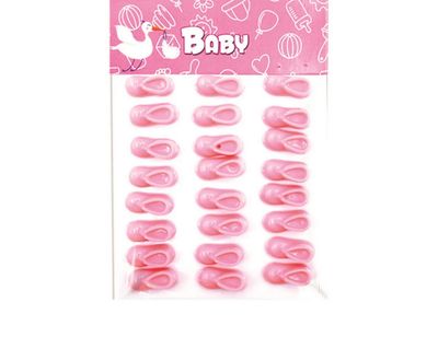 Mini Plastic Baby Booties – Pink, 0.75", 24ct