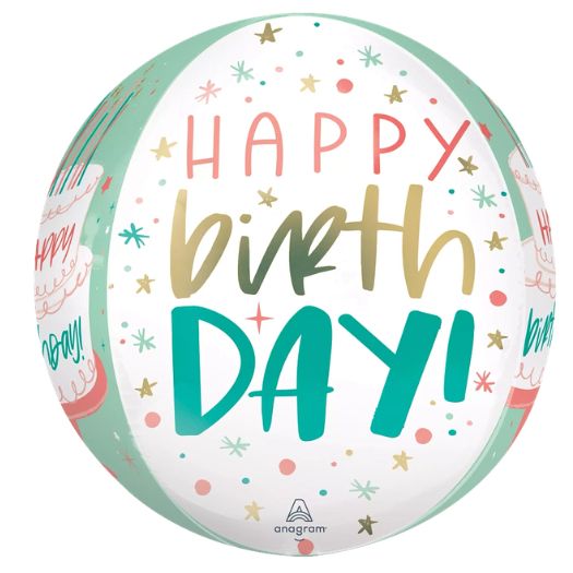 Happy Birthday Cake Day Orbz Foil Balloon – 16"