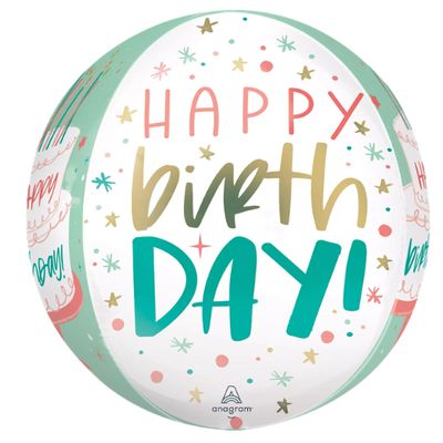 Happy Birthday Cake Day Orbz Foil Balloon – 16"