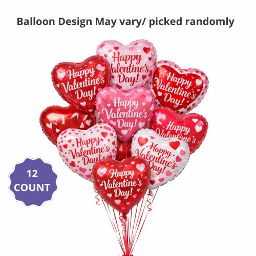 12ct 17" Happy Valentine’s Day Foil Heart Balloon Bouquet