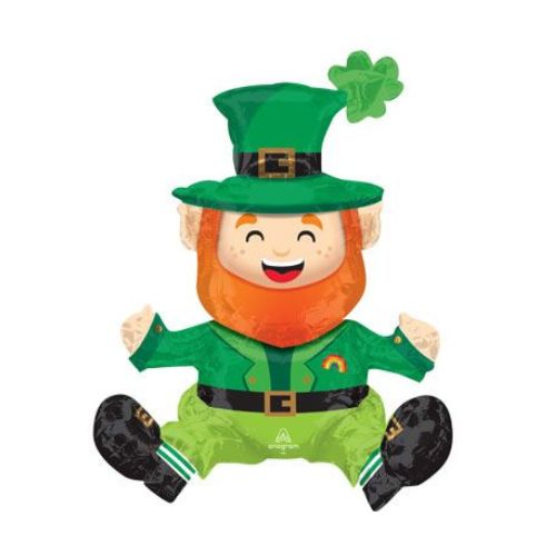 Sitting Lucky Leprechaun Supershape Balloon – 22" (Multi, Air-Fill Only)