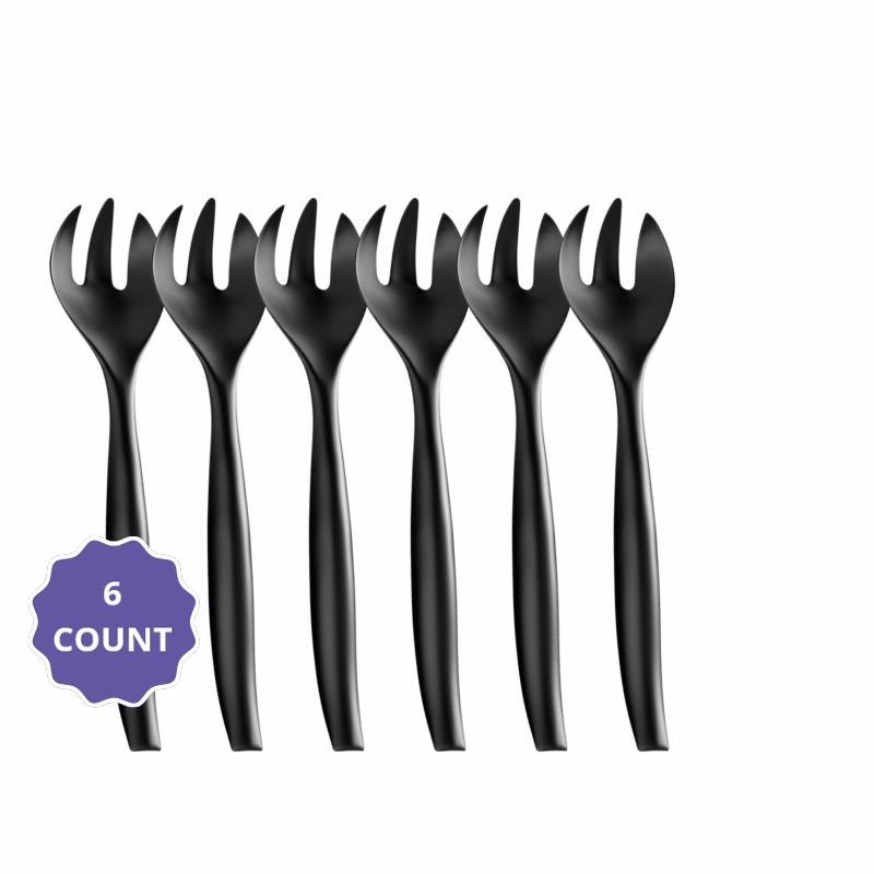 10" Black Disposable Plastic Serving Fork – 6/Pack