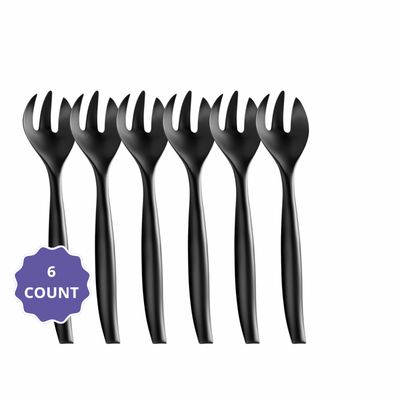 10" Black Disposable Plastic Serving Fork – 6/Pack