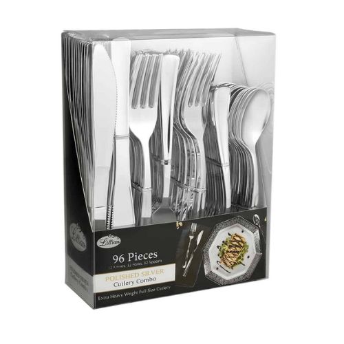 Metallic Polished Silver Cutlery Combo – 96ct