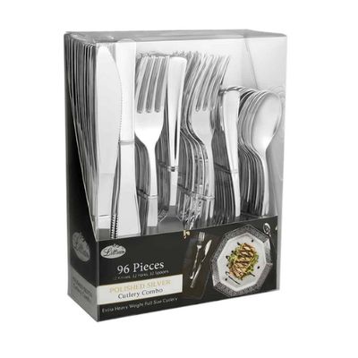 Metallic Polished Silver Cutlery Combo – 96ct