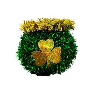 St. Patrick’s Day Tinsel Pot Decoration – 5"W x 4"H