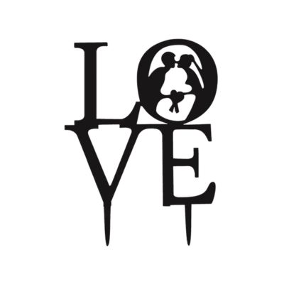 “Love” Wedding Plastic Cake Topper – Black, 6.3"