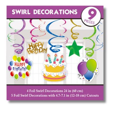 Birthday Swirl Decorations – 9pc Set