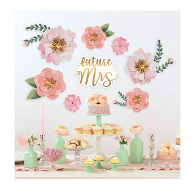 Mint to Be Floral Cutout decoration – Pink &amp; Gold, 13", 8ct