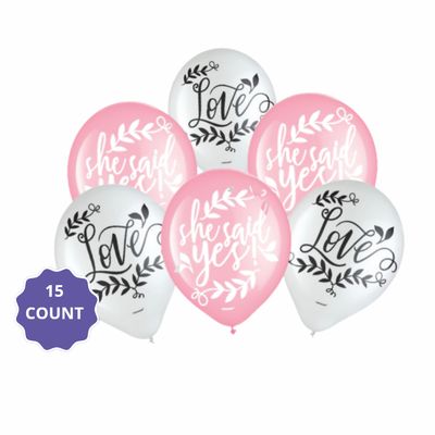 Floral Greenery Wedding Latex Balloons – 15ct, 12"