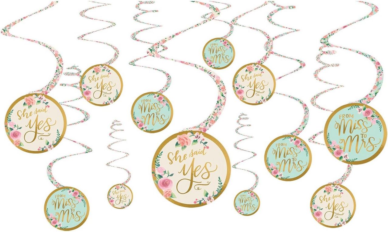 Bridal Shower Hanging Swirl Decorations – 12ct