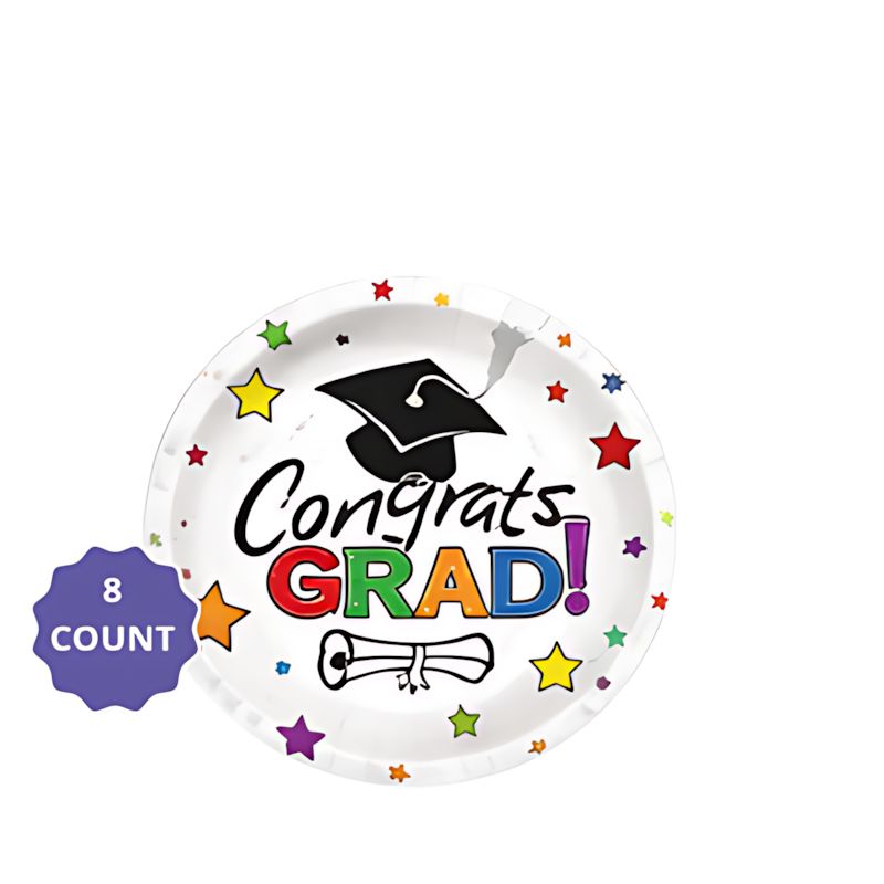 Grad Multi-Color Paper Tableware Collection, SIZE &amp; VARIETY: 7"-Dessert plates 8ct