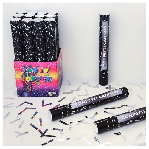 2" x 16" Paper Confetti Popper – 20g, Color: Silver