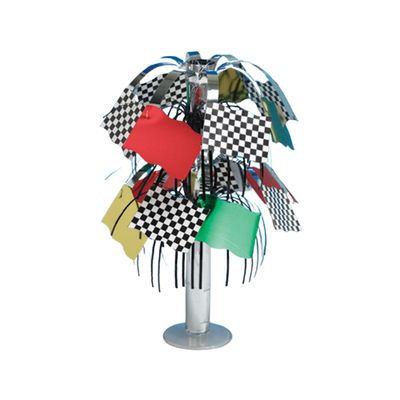 Black and White Checkered Foil Cascade Centerpiece – 10.5"