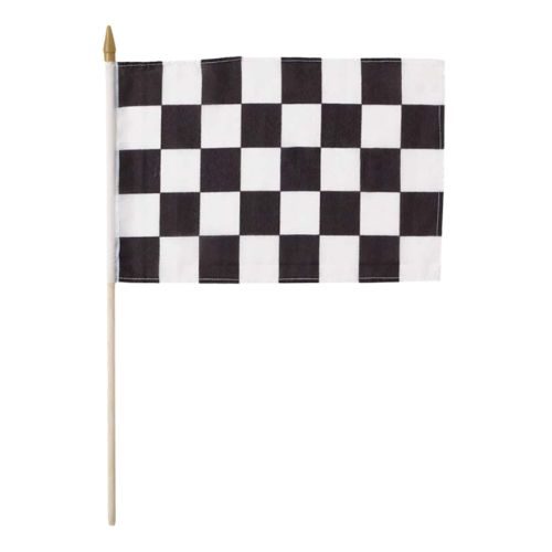 Black &amp; White Checkered Cloth Flag – 8" x 12"