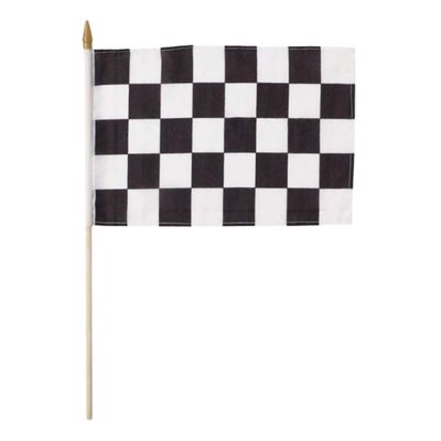 Black &amp; White Checkered Cloth Flag – 8" x 12"