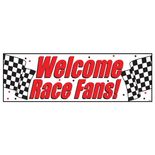 Black &amp; White Checkered “Welcome Race Fans” Giant Party Banner – 20" x 60"