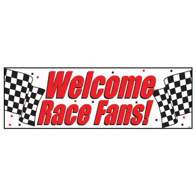 Black &amp; White Checkered “Welcome Race Fans” Giant Party Banner – 20" x 60"