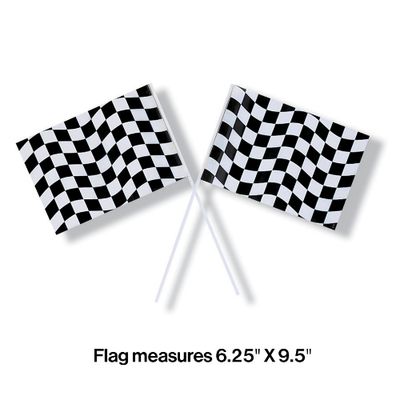 Black &amp; White Check Plastic Flags – 6" x 9"