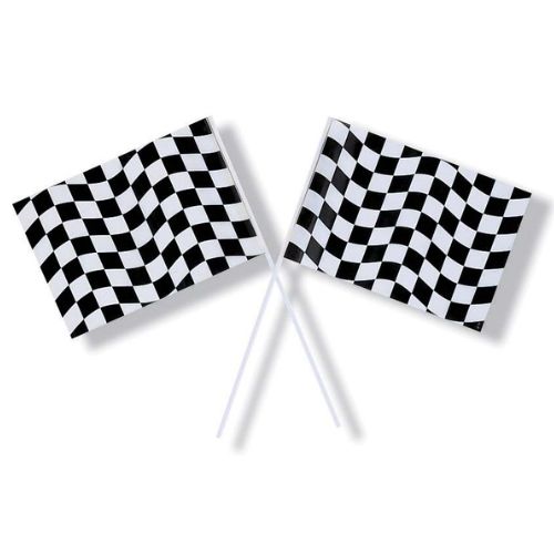 Black &amp; White Check Plastic Flags – 6" x 9"