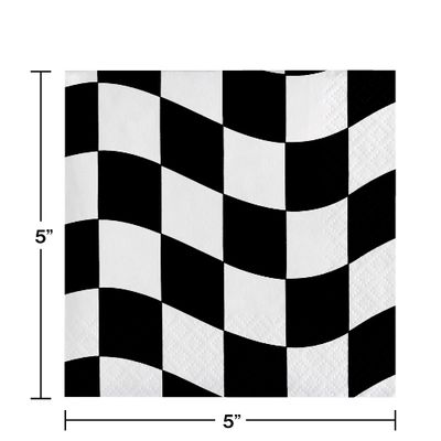Black &amp; White Checkered Beverage Napkins – 16ct, 2-Ply
