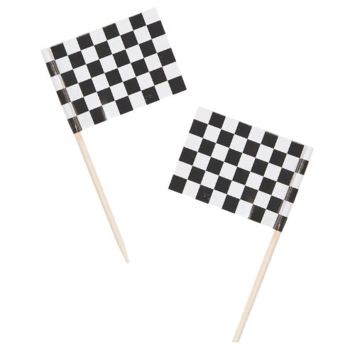 Black &amp; White Checkered Flag Picks – 1.5" x 2.5", 50ct