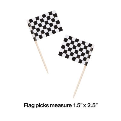 Black &amp; White Checkered Flag Picks – 1.5" x 2.5", 50ct
