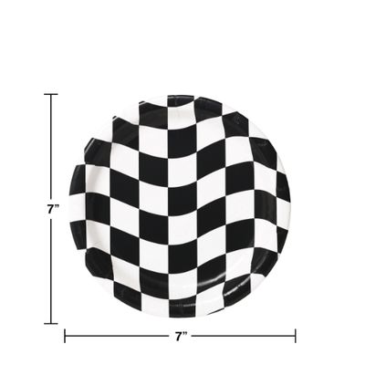 Black &amp; White Checkered Dessert Plates – 7", 8ct