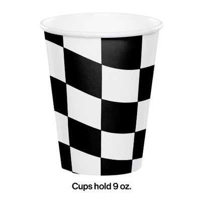 Black &amp; White Checkered Hot/Cold Cups – 9oz, 8ct