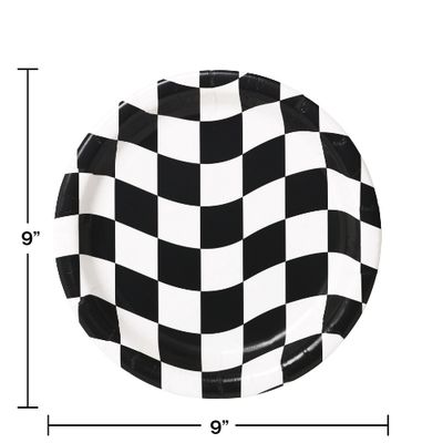 Black &amp; White Checkered Dinner Plates – 9", 8ct