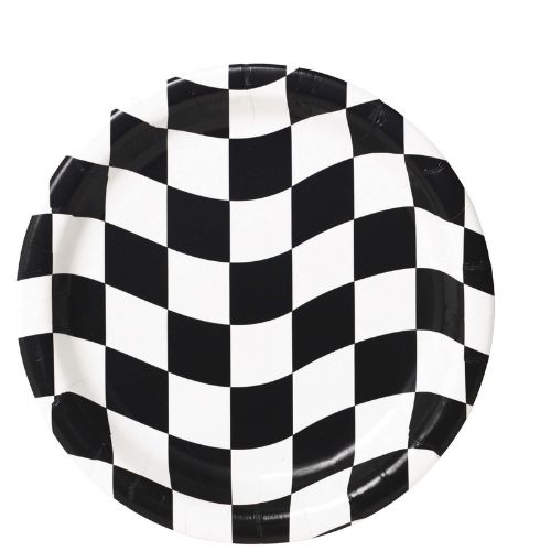 Black &amp; White Checkered Dinner Plates – 9", 8ct