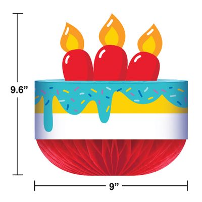 Bubbly Birthday Honeycomb Centerpiece with Attachment – 9.6" x 9"