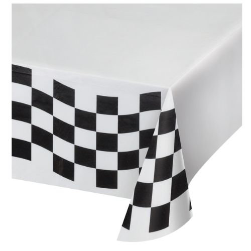 Black &amp; White Check Paper Tablecover – 54" x 102"