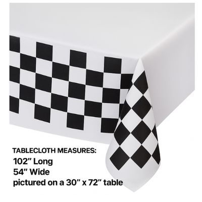 Black &amp; White Check Paper Tablecover – 54" x 102"