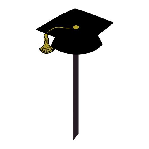 Grad Cap Plastic Yard Sign – 13.25" x 29.7", Color: Black