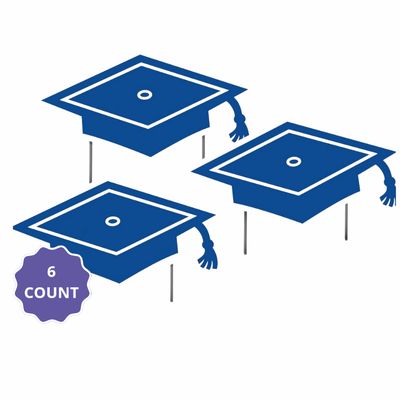 Graduation Cap Corrugated Plastic Yard Signs – 11" x 5.9", 6ct