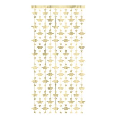 Golden Star Graduation Grad Caps Photo Booth Backdrop – 39" x 79"