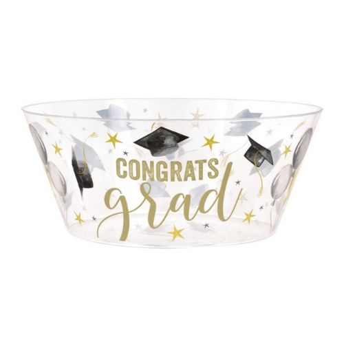 Golden Star Graduation “Congrats Grad” Plastic Serving Bowl – 3.87 qt