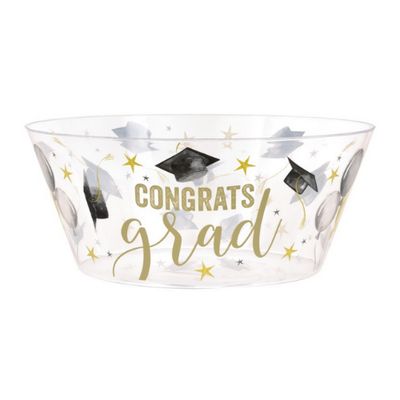 Golden Star Graduation “Congrats Grad” Plastic Serving Bowl – 3.87 qt