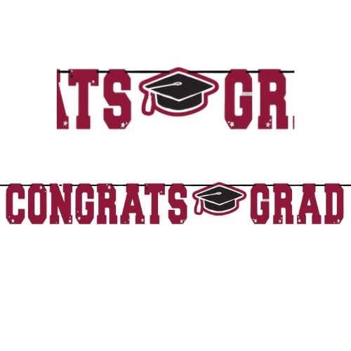 Grad Large Foil Letter Banner – Maroon, 12' x 8 3/8"
