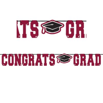 Grad Large Foil Letter Banner – Maroon, 12' x 8 3/8"